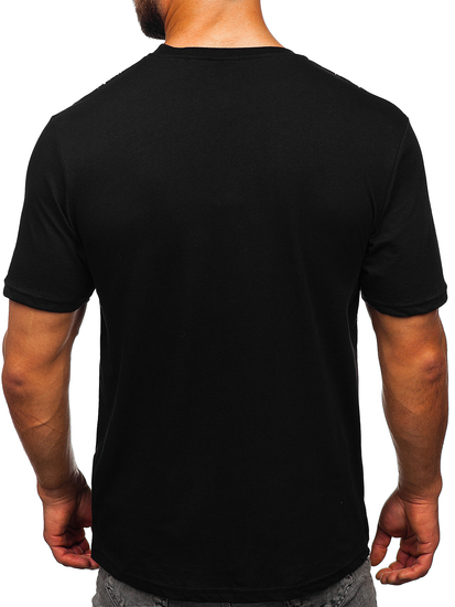 T-shirt nera stampata da uomo Bolf KS2525T