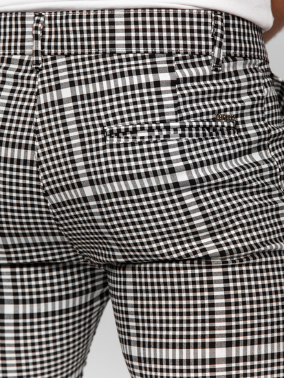 Uomo Pantaloni eleganti a quadri Nero-Bianco Bolf 184147