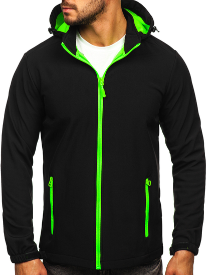 Uomo Giacca softshell mezza stagione Nero-Verde Bolf HH017