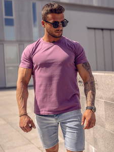 T-shirt da uomo in cotone viola Bolf 192397A