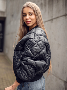 Giacca bomber trapuntata da donna nero Bolf J9089