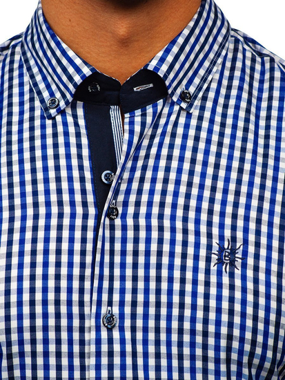 Camicia a scacchi a manica corta da uomo bluette Bolf 4510