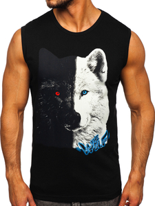 Maglietta tank top con stampa nera Bolf 14823