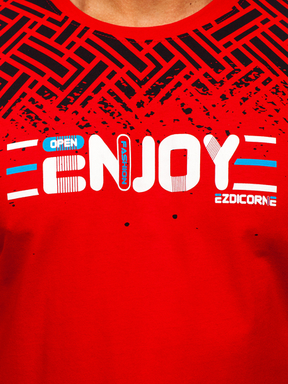 T-shirt in cotone con stampa da uomo rossa Bolf 14720