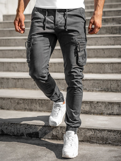 Pantaloni jogger tipo cargo da uomo grafite Bolf 8983