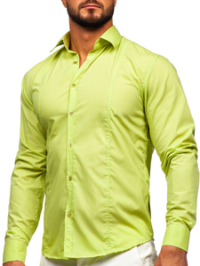 Uomo Camicia elegante a maniche lunghe Verde Bolf 6944
