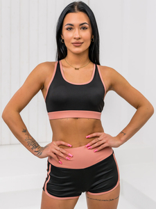 Set sportivo in due pezzi da donna nero-rosa Bolf XL011