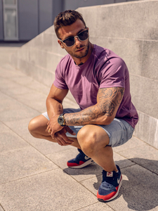 T-shirt da uomo in cotone viola Bolf 192397A