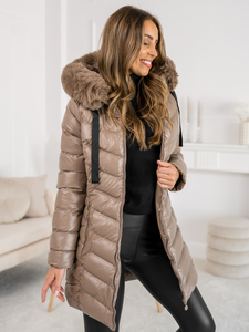 Giacca invernale trapuntata con cappuccio da donna camello Bolf 5M3139