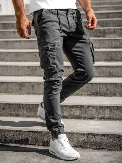 Pantaloni jogger tipo cargo da uomo grafite Bolf 8983