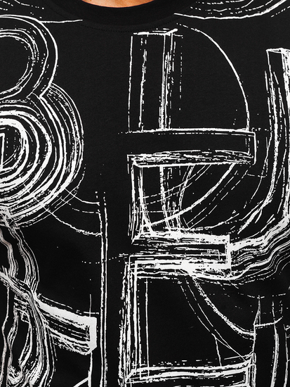 T-shirt nera stampata da uomo Bolf KS2525T