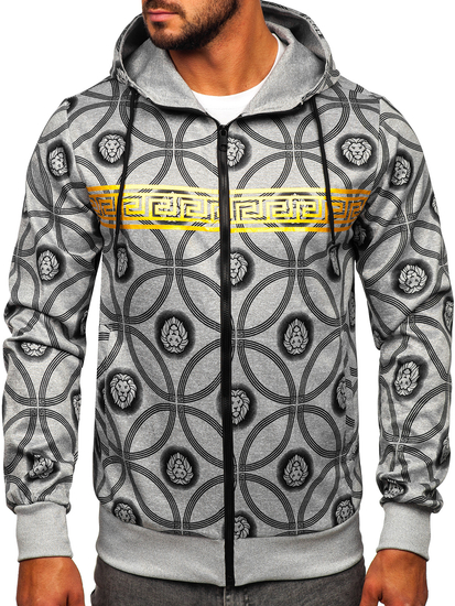 Felpa a zip con cappuccio da uomo grigia Bolf 27B8123