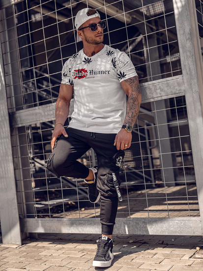 T-shirt in cotone con stampa da uomo bianca Bolf 14744A