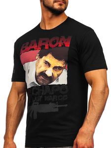 T-shirt con applicazioni da uomo nera Bolf 192378