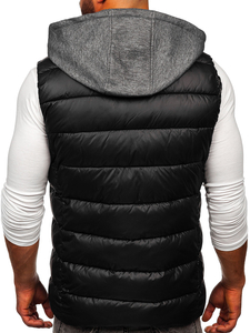 Gilet con cappuccio da uomo nero Bolf 2909