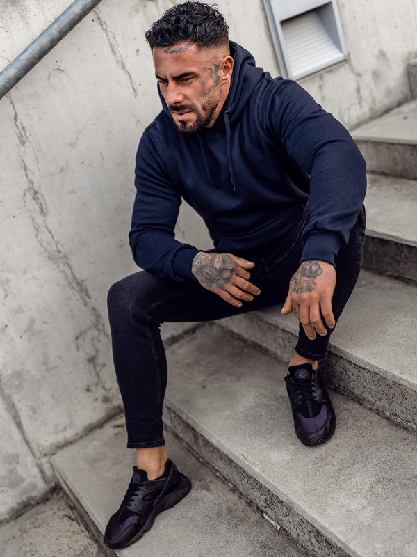 Felpa con cappuccio da uomo blu navy Bolf MB001A