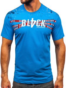 T-shirt in cotone da uomo celeste Bolf 14722