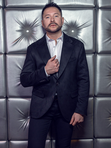 Giacca da uomo in velluto nera Bolf 24410