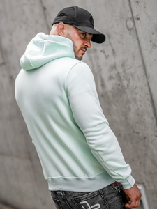 Felpa con cappuccio con tasca a canguro da uomo verde menta Bolf 2009A