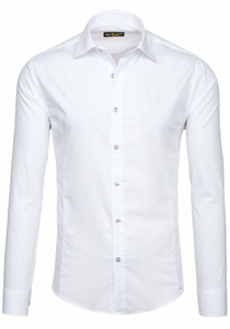 Camicia elegante da uomo bianca a maniche lunghe Bolf 1703