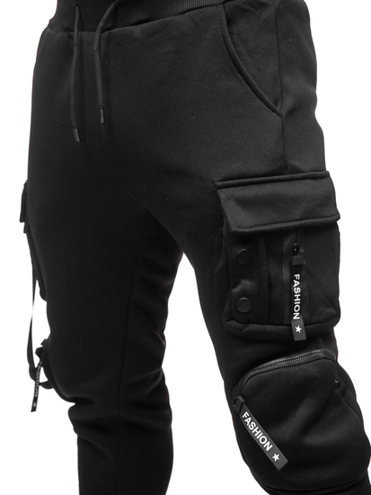 Pantaloni cargo da tuta jogger da uomo nero Bolf HSS118