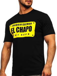 T-shirt con stampa da uomo nera Bolf 192364