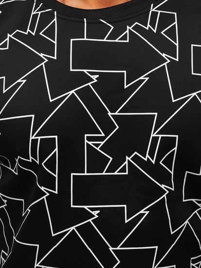 Felpa con stampa senza cappuccio da uomo nera Bolf 8B1111