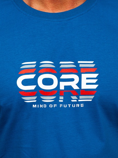 T-shirt in cotone da uomo azzurra Bolf 14731