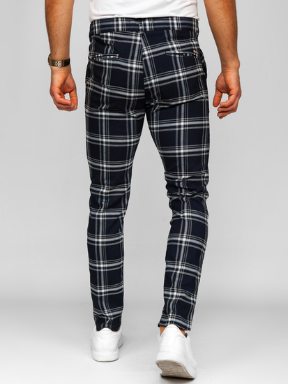Uomo Pantaloni eleganti a quadri Blu scuro Bolf 184144