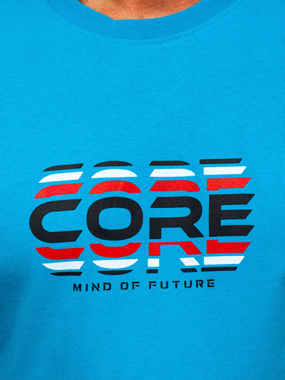 T-shirt in cotone da uomo turchese Bolf 14731