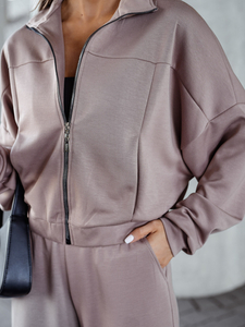 Completo due pezzi da donna Tuta con zip burro cappuccino Bolf 821109