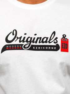 T-shirt in cotone con stampa da uomo bianca Bolf 14780