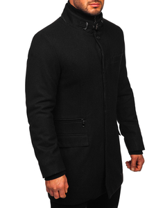 Cappotto invernale monopetto con un colletto supplementare staccabile nero Bolf 8802