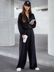 Completo due pezzi con felpa con zip da donna nero Bolf 821109