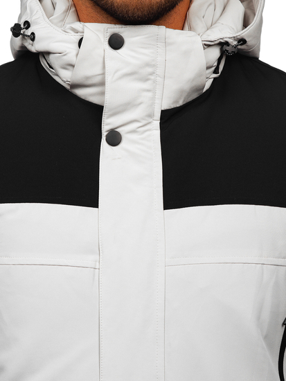 Uomo Giubbotto invernale con cappuccio Beige chiaro Bolf 22M322