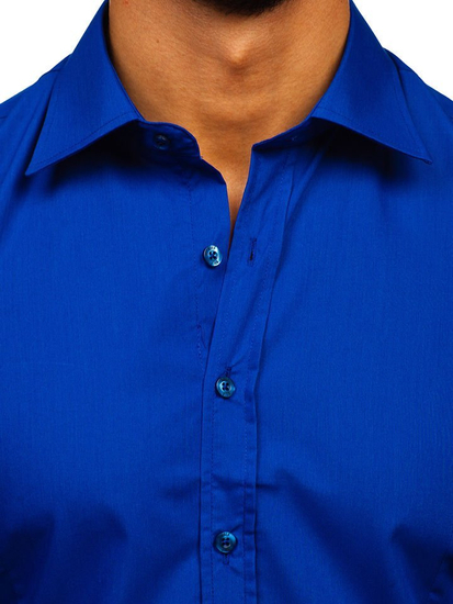 Camicia elegante da uomo blu fiordaliso a maniche lunghe Bolf 1703