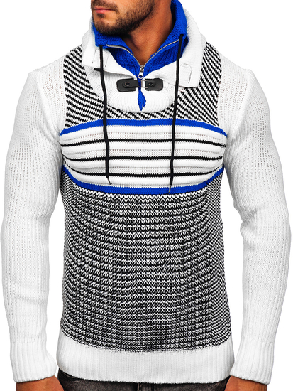 Maglione spesso con collo alto da uomo bianco Bolf 2000