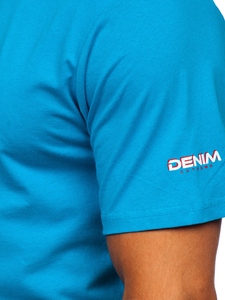 T-shirt in cotone da uomo turchese Bolf 14731