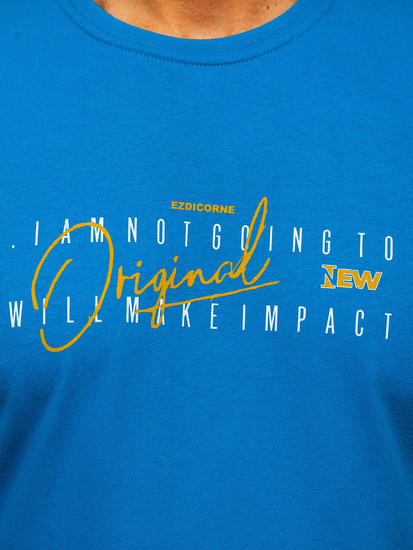 Uomo T-shirt in cotone con stampa Turchese Bolf 5032