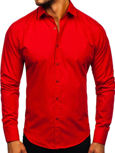 Camicia elegante da uomo rossa a maniche lunghe Bolf 1703