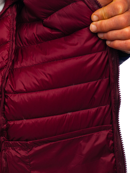 Giacca trapuntata mezza stagione con cappuccio da uomo blu Bolf 13022