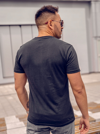 T-shirt da uomo nera con stampa Bolf 1181A