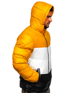 Giubbotto invernale trapuntato da uomo cammello-nero Bolf 6593