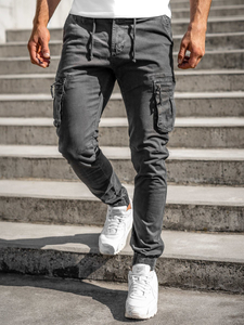 Pantaloni jogger tipo cargo da uomo grafite Bolf 8983