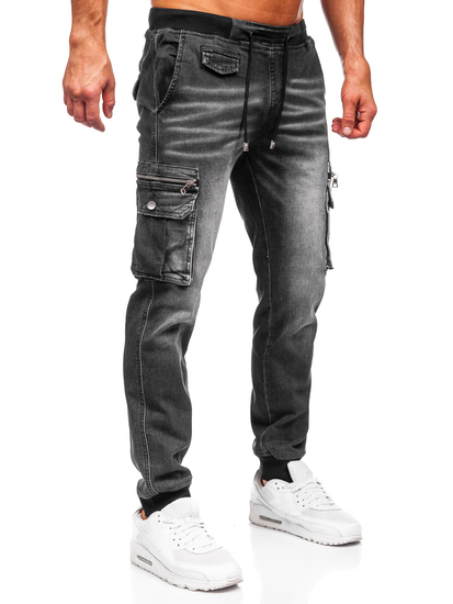 Uomo Joggers cargo in denim Nero Bolf MP0108N
