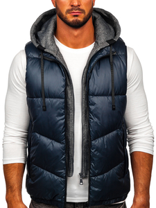 Gilet con cappuccio da uomo blu Bolf 2908
