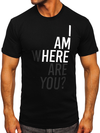 T-shirt in cotone con stampa da uomo nera Bolf 0404T