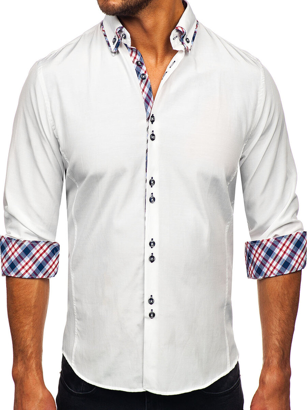 Camicia elegante a manica lunga da uomo bianca Bolf 4704