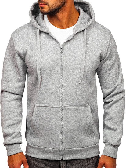 Felpa con cappuccio con zip spessa da uomo grigio scuro Bolf 2008