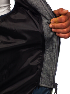 Gilet con cappuccio da uomo blu Bolf 2908